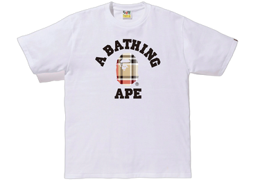 BAPE Check College T-Shirt White Beige