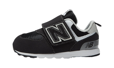 New Balance 574 Hook and Loop Black Silver Metallic (TD) - NW574BK - View 1 | Next Step