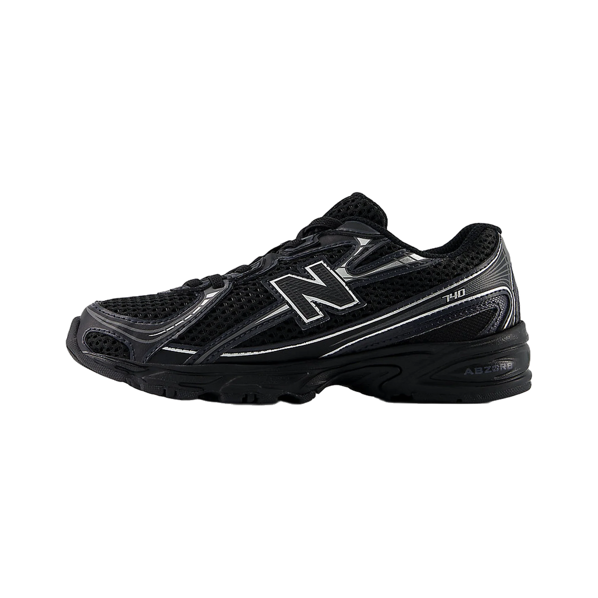 New Balance 740 Bungee Lace Black Grey Silver (PS)