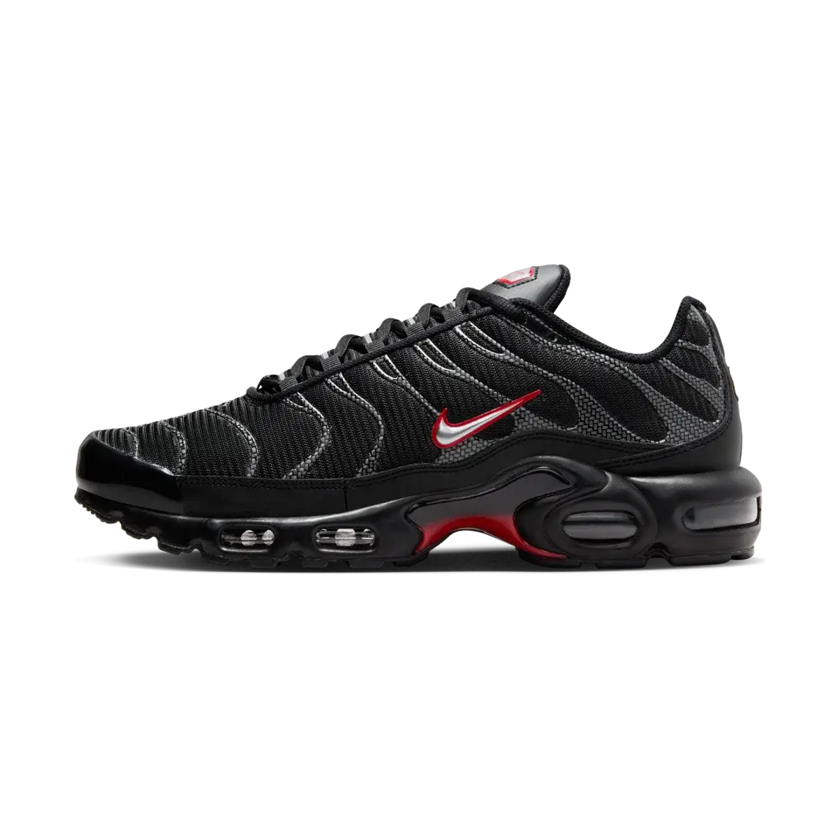 Nike Air Max Plus Black University Red Metallic Silver