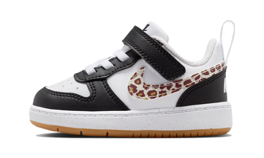 Nike Court Borough Low Black White Leopard Swoosh (TD) - IR0565-001 - View 1 | Next Step