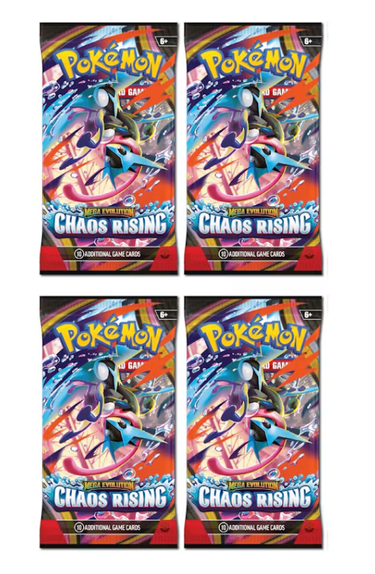 2026 Pokémon Mega Evolution Chaos Rising Booster Pack 4x Lot - 877296 - View 1 | Next Step