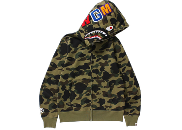 BAPE 1st Camo Shark Full Zip Hoodie Green