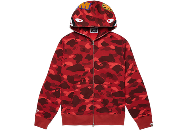 BAPE Color Camo Shark Full Zip Hoodie Red