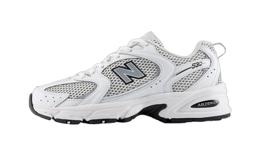 New Balance 530 White Silver Metallic Black Sole