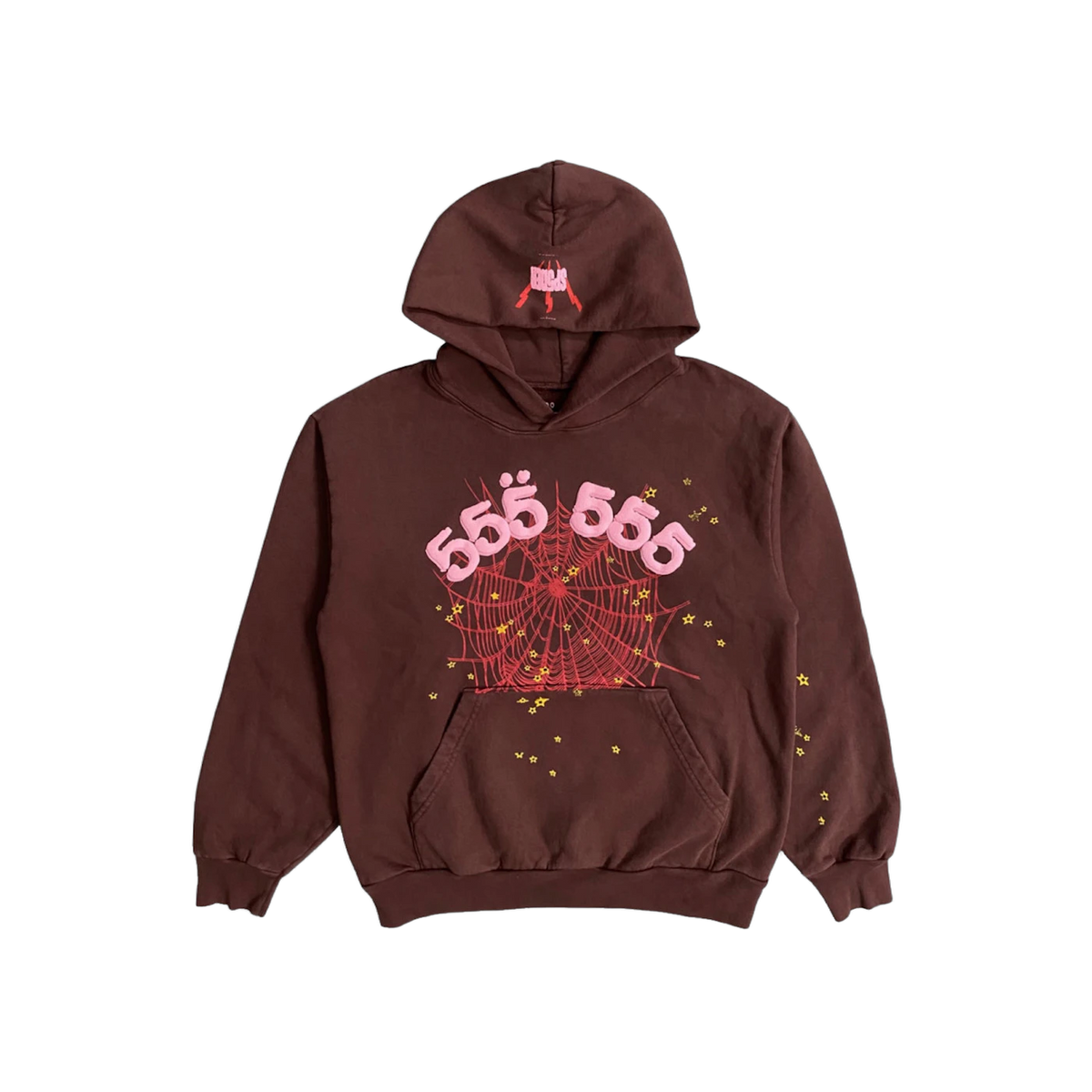 Sp5der Angel Number Hoodie Brown