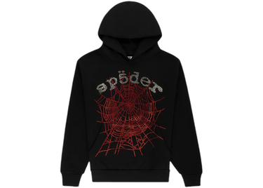 Sp5der Rhinestone OG Web V2 Hoodie Black