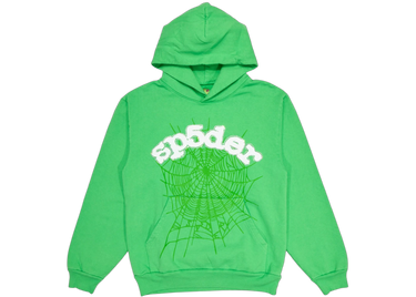Sp5der Rhinestone Web Hoodie Slime Green