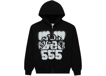 Sp5der SP555 Zip Hoodie Black