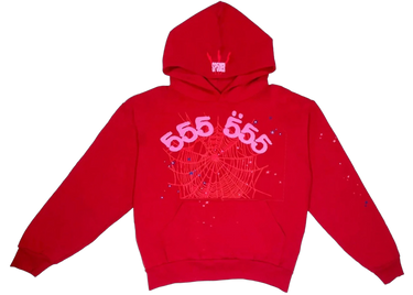Sp5der Worldwide Red Angel Number 555 Hoodie Red