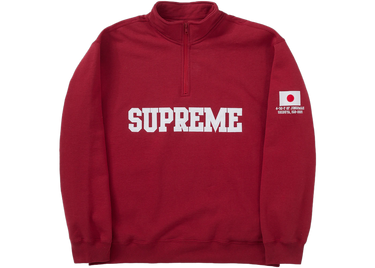 Supreme Tokyo Shop Flag Half Zip Pullover Dark Red