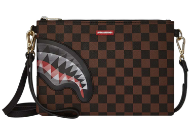 Sprayground Sharks In Paris Lenticular Champ Crossover Clutch Brown Checker - 910B6524NSZ - View 1 | Next Step