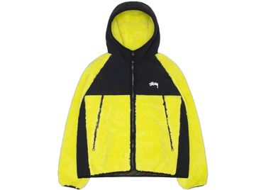 Stussy Sherpa Paneled Hooded Jacket Lime - 118530-LIME - View 1 | Next Step