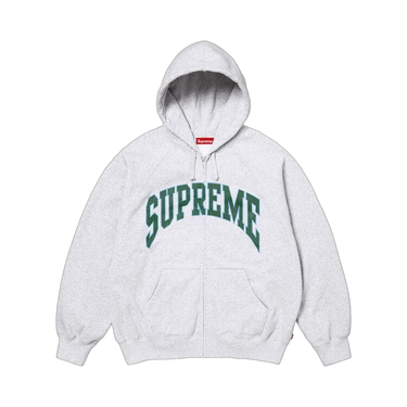 Supreme Cracked Raglan Zip Up Hooded Sweatshirt Ash Grey - SS26SW81-ASH-GREY - View 1 | Next Step
