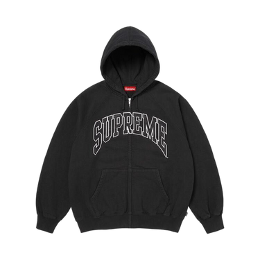 Supreme Cracked Raglan Zip Up Hooded Sweatshirt Black - SS26SW81-BLACK - View 1 | Next Step