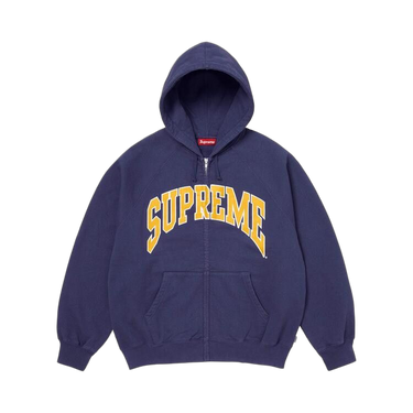 Supreme Cracked Raglan Zip Up Hooded Sweatshirt Washed Navy - SS26SW81-WASHED-NAVY - View 1 | Next Step
