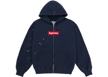 Supreme MM6 Maison Margiela Box Logo Zip Up Hooded Sweatshirt Navy - supreme-mm6-maison-margiela-box-logo-zip-up-hooded-sweatshirt-navy - View 1 | Next Step