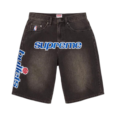 Supreme x Mitchell & Ness Washington Bullets Baggy Denim Short Washed Black - SS26SH40-WASHED-BLACK - View 1 | Next Step