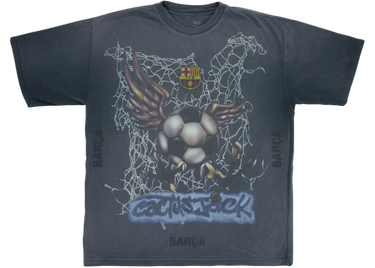 Travis Scott x FC Barcelona Washed Spray Logo T-Shirt Black - travis-scott-x-fc-barcelona-washed-spray-logo-tee-black - View 1 | Next Step