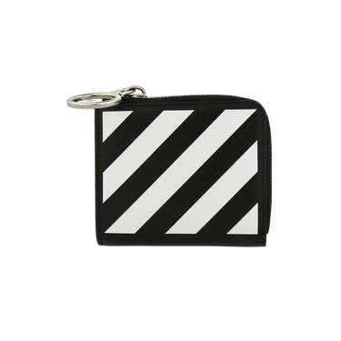 Off-White Diagonal Stripe Zip Wallet Black/White