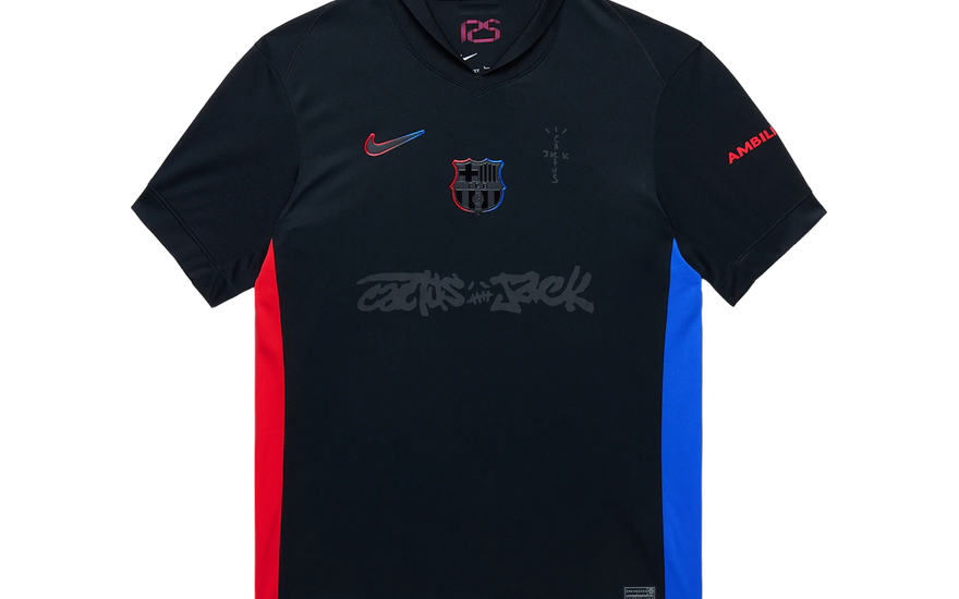 Travis Scott x FC Barcelona 2024/25 Match Away Cactus Jack Jersey Black: camiseta away limitada con actitud