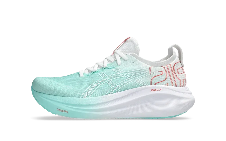 ASICS Gel-Nimbus 27 Illuminate Mint White: demping die je kilometers verandert