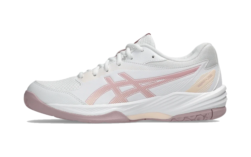 ASICS Gel-Task 4 White Morganite (Women's): zapatillas de pista cubierta para voley y balonmano