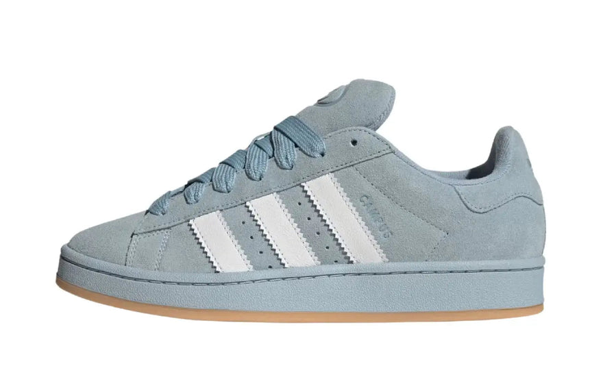 Adidas Campus 00s Wonder Blue Cloud White Gum — Retro suede shoes in blue