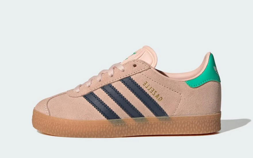 Adidas Gazelle Blush Pink Night Indigo Green (PS): el ante rosa que arrasa en el patio este 2026