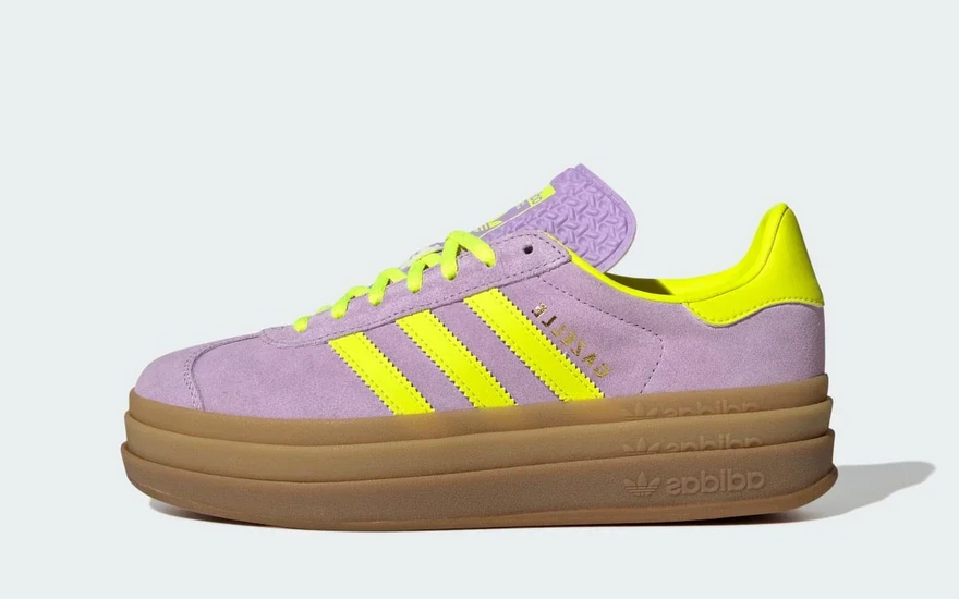 Adidas Gazelle Bold Powder Plum Solar Yellow (Women's): el contraste ciruela y amarillo que se lleva todas las miradas