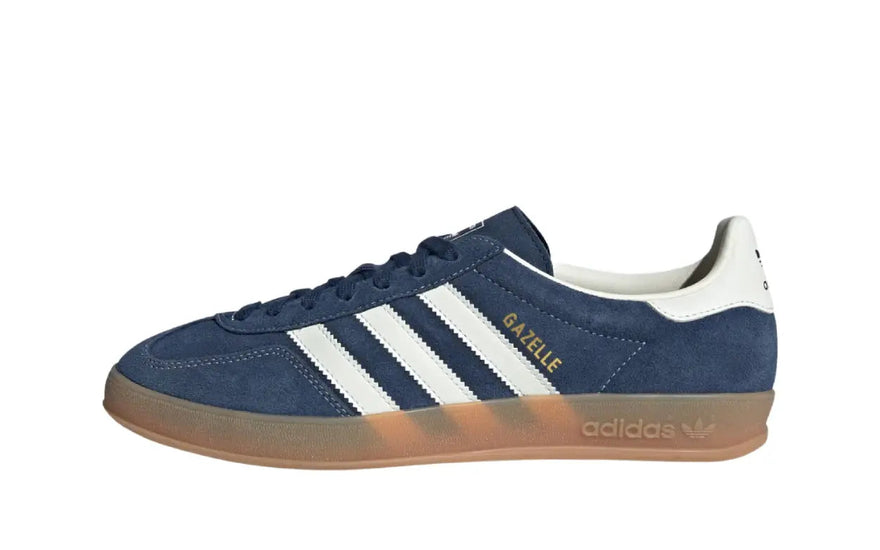 Adidas Gazelle Indoor Night Indigo Off White Gold Metallic — Versatile sneakers with a touch of gold 