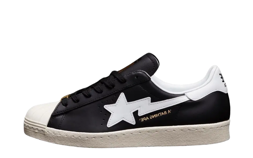 Adidas Superstar 80s Bape Black White Gold (2022) — El clásico urbano con toque dorado