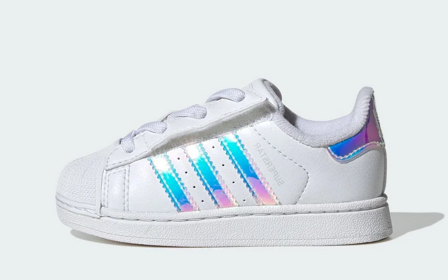 Adidas Superstar II Comfort Closure White Iridescent Stripes (TD): la shell-toe con brillo que tus peques no se van a querer quitar