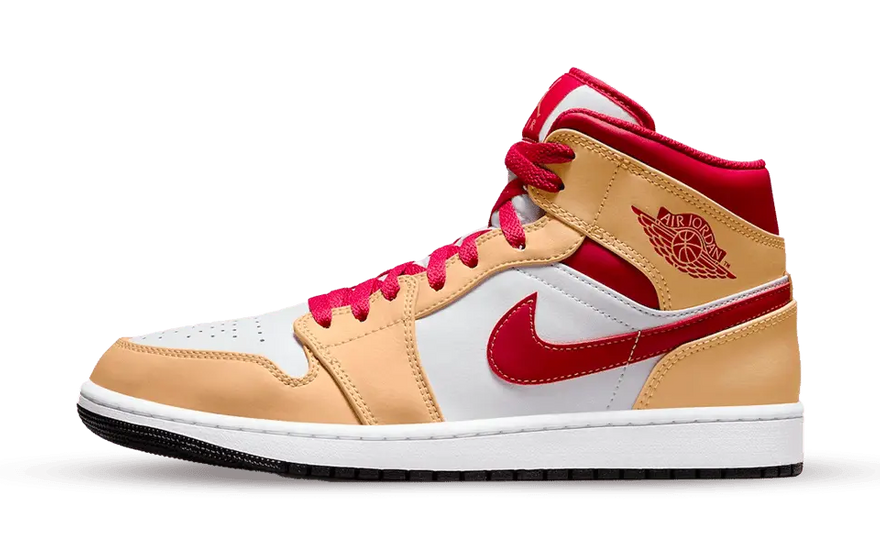 Air Jordan 1 Mid Beige White Red — perfekte Mischung aus klassisch und Straßenstil