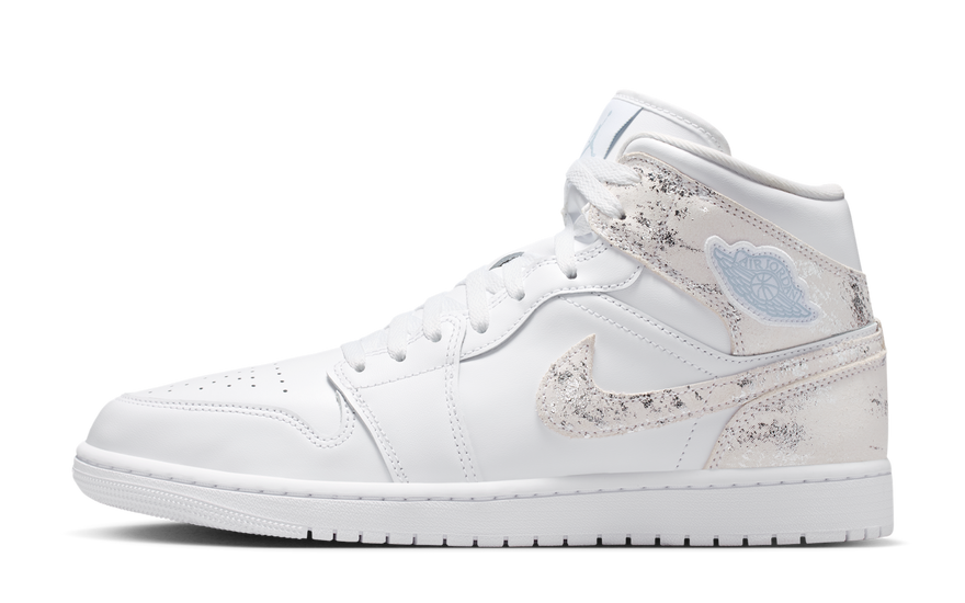 Air Jordan 1 Mid SE Distressed White Field Silver — look urbano con acabado desgastado