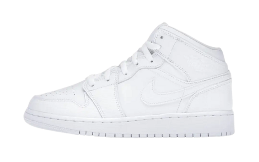 Air Jordan 1 Mid Triple White Tumbled Leather: Den perfekte hvide til din bystil