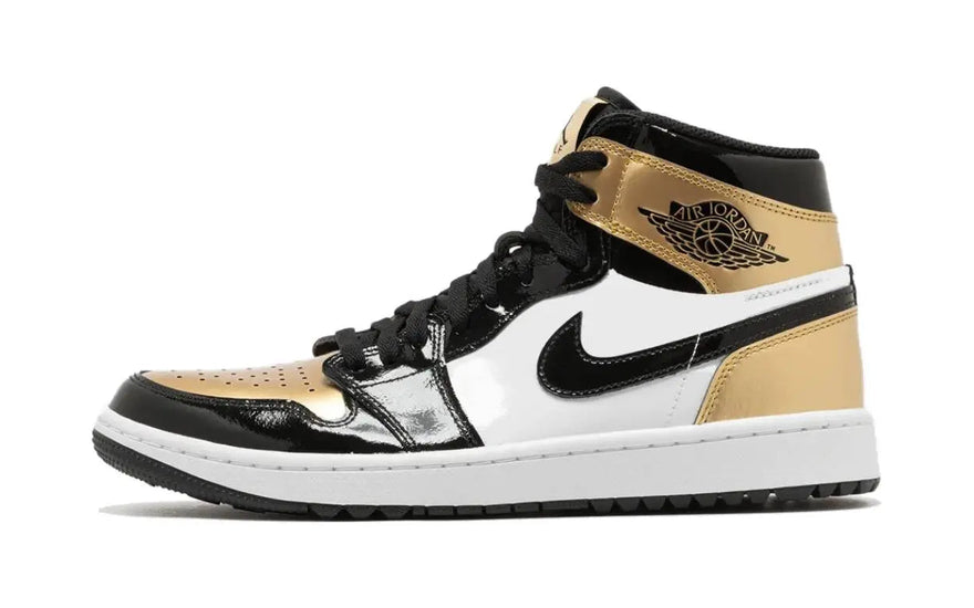 Air Jordan 1 Retro High Golf Patent Gold Toe: Golden patent leather to stand out on the green