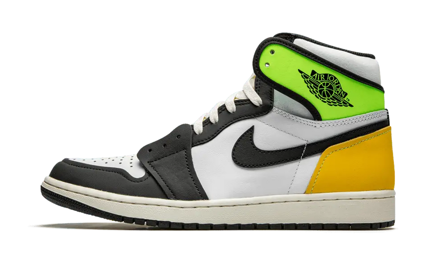 Air Jordan 1 Retro High White Black Volt University Gold — Estilo y actitud urbana
