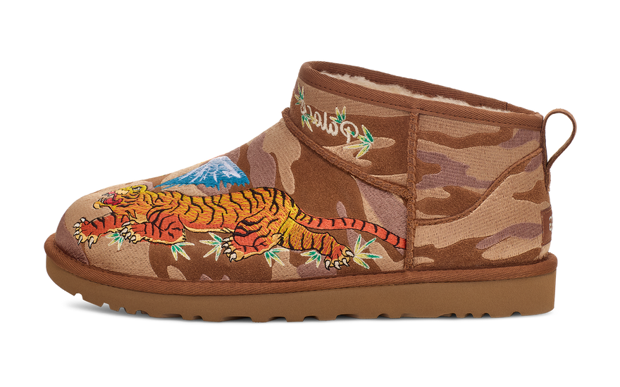UGG Classic Ultra Mini Boot Palace Chestnut Camo — Mini bota s maskovacím vzorem a maximálním pohodlím