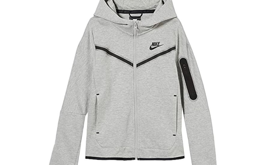 Nike Sportswear Kids' Tech Fleece Full-Zip Hoodie Dark Grey Heather/Black — Sudadera Tech Fleece para niños con estilo urbano
