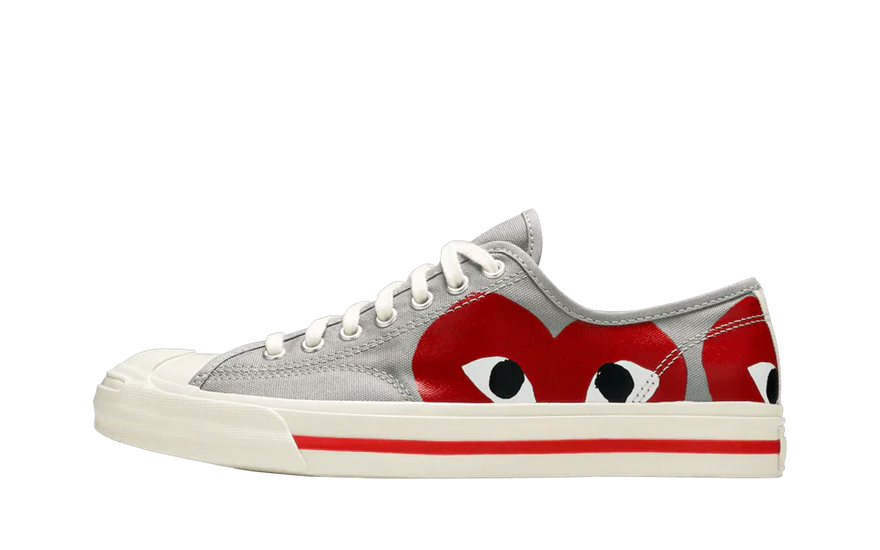 Converse Jack Purcell Comme des Garcons PLAY Grey Red: clásica con corazón rojo