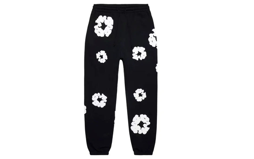 Denim Tears Le Pantalon de Survêtement Couronne de Coton Noir — Joggeurs noirs avec style et confort