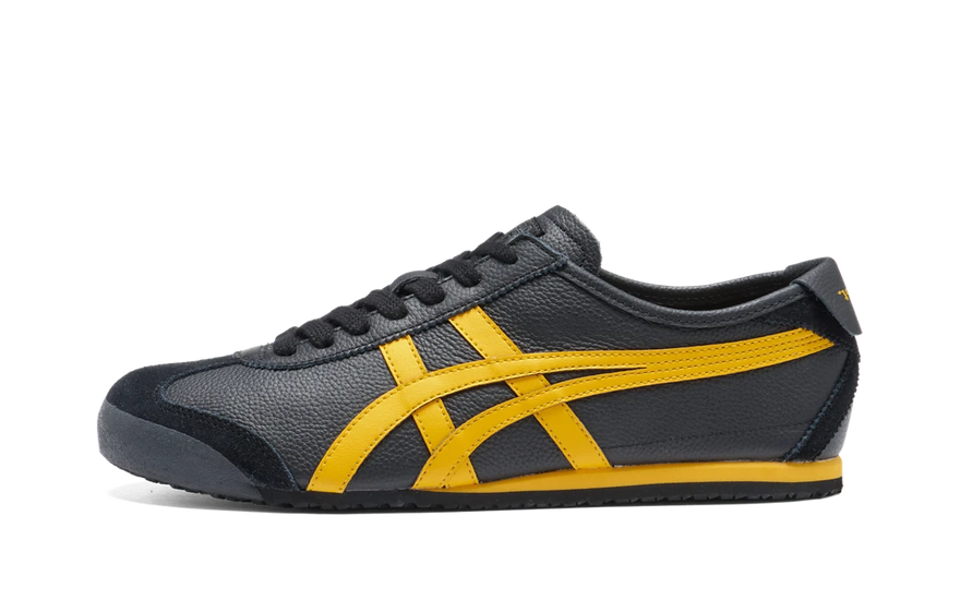 Onitsuka Tiger Mexico 66 Black Yellow — Baskets rétro noires avec touches jaunes