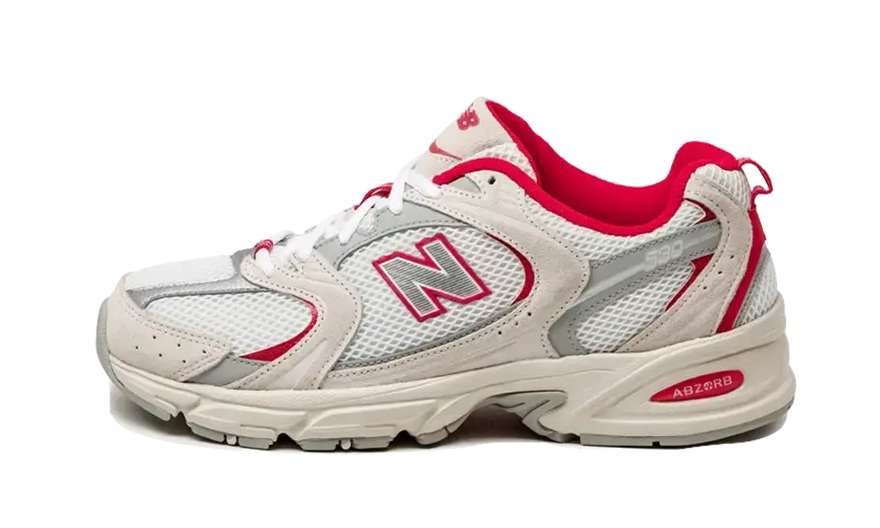 New Balance 530 Beige Red: Beige style with red accents and premium cushioning