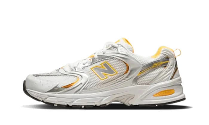 New Balance 530 White Vibrant Apricot Silver Metallic: Retro sneaker with vibrant color and support 
