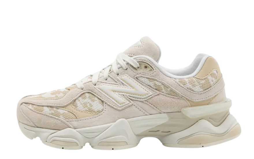 New Balance 9060 Cream Leopard: Cream sneaker with a wild print and premium cushioning 