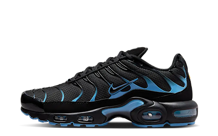 Nike Air Max Plus Black University Blue: Icono retro con degradado azul y amortiguación Tuned Air