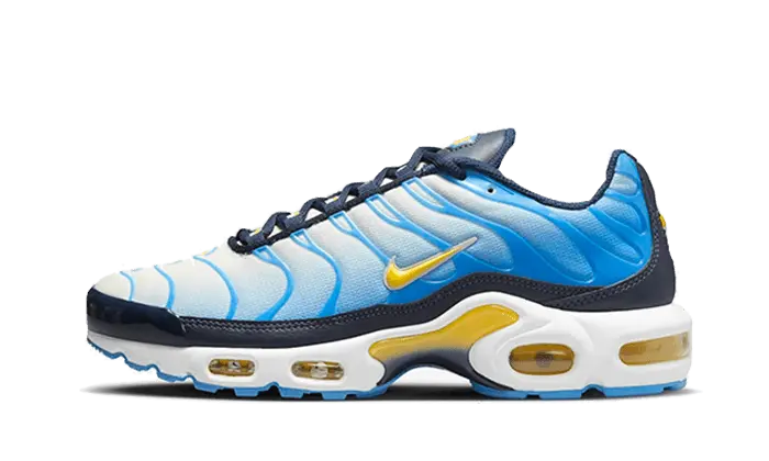 Nike Air Max Plus University Blue Topaz Gold — Stile universitario in azzurro e oro