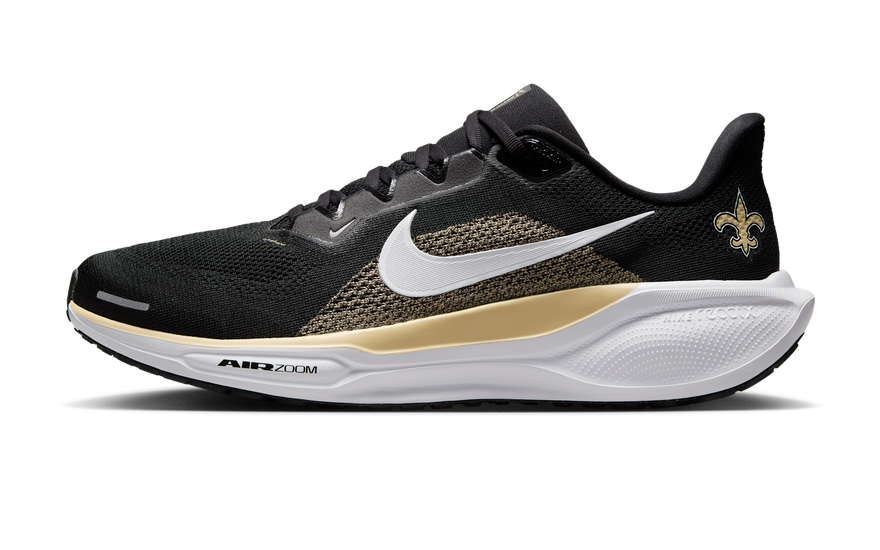 Nike Air Zoom Pegasus 41 New Orleans Saints (2025): el negro y dorado que arrasa fuera del estadio