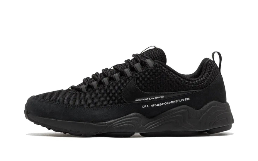Nike Air Zoom Spiridon Fragment Design Black — Minimalist black shoe with Zoom Air